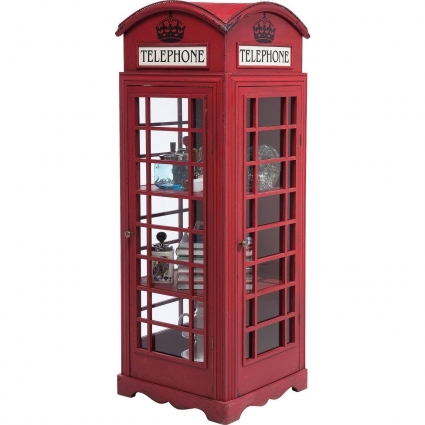 Шкаф-витрина KARE DESIGN London Telephone красного цвета для посуды,  стиль классический
