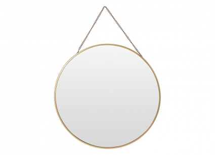 Настенное зеркало Garda Decor на подвесе в золотой металлической раме 29x1x29 см,  стиль скандинавский