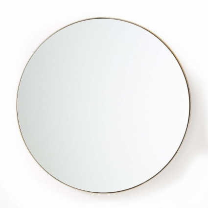 Зеркало настенное круглое из латуни La Redoute Iodus бежевого цвета 90x3x90 см,  стиль скандинавский