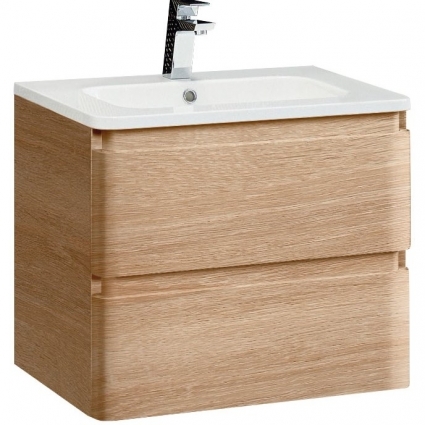 Тумба с раковиной Vincea Alba 60 подвесная W.Oak, с ящиками,  в современном стиле