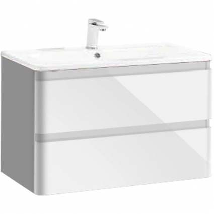 Тумба с раковиной Vincea Alba 80 подвесная L.White, с ящиками,  в современном стиле