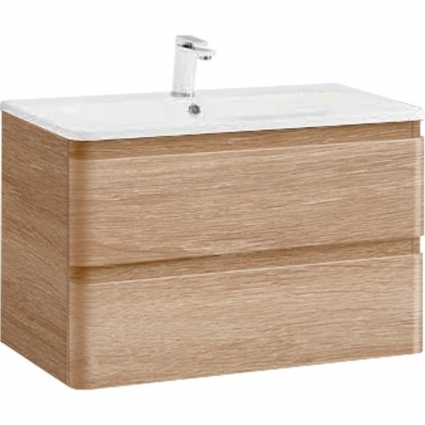 Тумба с раковиной Vincea Alba 80 подвесная W.Oak, с ящиками,  в современном стиле