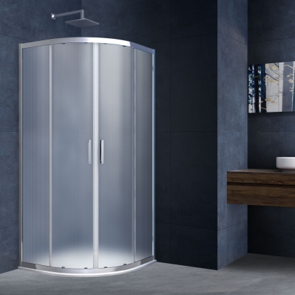 Душевой уголок Vincea Alpha VSQ-3AL800MT 80х80х190 профиль хром, стекло рифленое, четверть круга, двери раздвижные