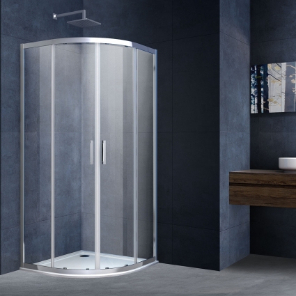 Душевой уголок Vincea Alpha VSQ-3AL800CL 80х80х190 профиль хром, стекло прозрачное, четверть круга, двери раздвижные