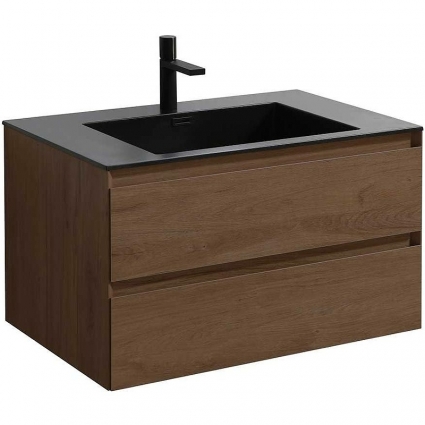 Тумба с раковиной  Vincea Luka 80 подвесная T.Oak , с ящиками,  в современном стиле