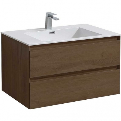Тумба с раковиной  Vincea Luka 80 подвесная T.Oak, с ящиками,  в современном стиле