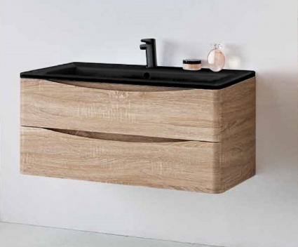 Тумба с раковиной  Vincea Roberta 100 подвесная W.Oak , с ящиками,  в современном стиле