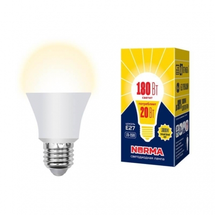 Volpe Лампа светодиодная E27 20W 3000K матовая LED-A65-20W/WW/E27/FR/NR UL-00004030 цвет белый