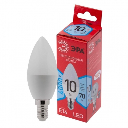 Лампа светодиодная ЭРА E14 10W 4000K матовая LED B35-10W-840-E14 R Б0049642 цвет белый