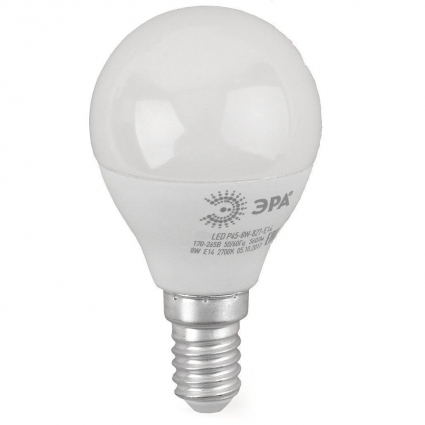 Лампа светодиодная ЭРА E14 8W 4000K матовая LED P45-8W-840-E14 R Б0052440 цвет белый, мощность 6 Вт