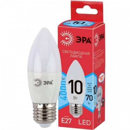 Лампа светодиодная ЭРА E27 10W 4000K матовая LED B35-10W-840-E27 R Б0050696 цвет белый