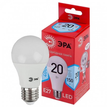 Лампа светодиодная ЭРА E27 20W 4000K матовая LED A65-20W-840-E27 R Б0049637 цвет белый