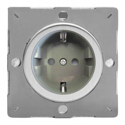 Розетка 2К+З Varilight Brushed Steel/серый Z1EG5FGS в современном стиле