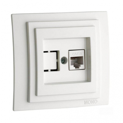 Розетка компьютерная RJ45 Mono Electric Despina 6 кат белый 102-190005-125 в современном стиле, цвет белый