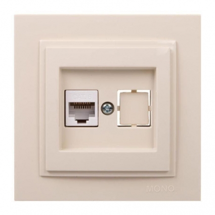 Розетка компьютерная RJ45 Mono Electric Despina 6 кат крем 102-170005-125 в современном стиле, цвет кремовый