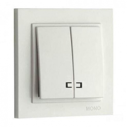 Выключатель Mono Electric Despina двухклавишный с подсветкой слоновая кость 102-010025-103, в современном стиле
