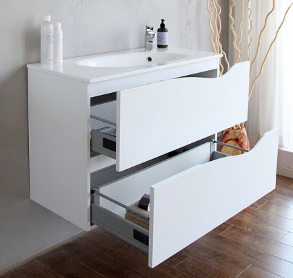 Тумба с раковиной BelBagno Clima 90 белая, левая, с ящиками