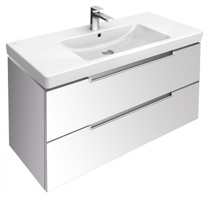 Тумба с раковиной Villeroy & Boch Subway 2.0 100 белая, с ящиками, подвесная