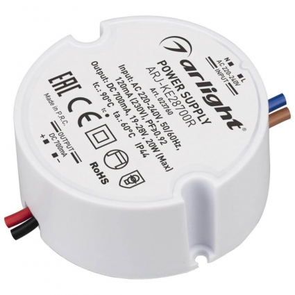 Драйвер Arlight ARJ-KE28700R 19-28V 20W IP44 0,7A 023760, цвет белый