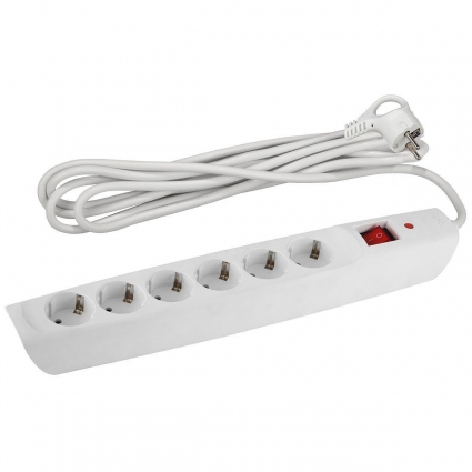 Сетевой фильтр ЭРА 6гн 4м с/з SFX-6es-4m-W Б0044025 цвет белый, мощность 2200 Вт