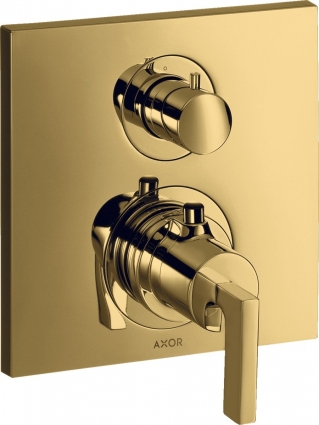 Термостат Axor Citterio 39720990 для ванны с душем, полированное золото, термостат