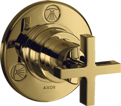 Переключатель потоков Axor Citterio Trio/Quattro 39925990 на три потребителя, полированное золото, двухвентильный