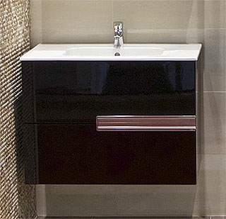 Тумба с раковиной Roca Victoria Nord Black Edition 80 черная, с ящиками, подвесная