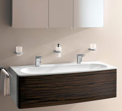 Тумба с раковиной Keuco Elegance New грецкий орех 130 см, с ящиками, подвесная