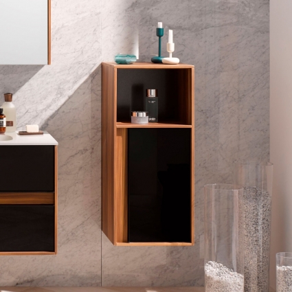 Тумба VitrA Metropole 40 сливовое дерево, черный акрил, напольная, матовая