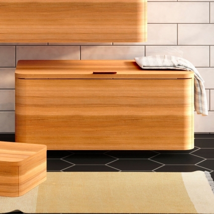 Тумба VitrA Nest Trendy 80 подкатная, натуральная древесина, напольная, с дверками