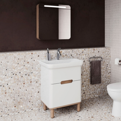 Мебель для ванной VitrA Sento 65 с LED подсветкой, матовая белая, подвесная, с доводчиками