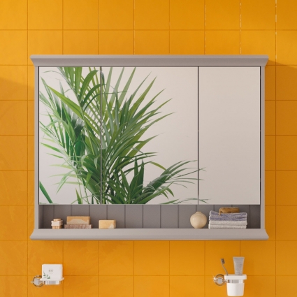 Зеркало-шкаф VitrA Valarte 80 серый матовый с полками, с доводчиками