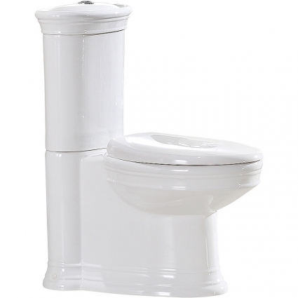 Унитаз компакт CeramaLux Lux Classic 2041 с бачком и сиденьем Микролифт, белый, овальный, 39x72 см