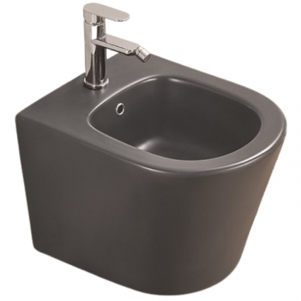 Биде CeramaLux 5330MDH подвесное Серое цвет серый, овальное, 36x49 см
