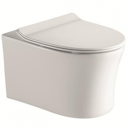 Унитаз CeramaLux B2347 подвесной с сиденьем Микролифт, белый, овальный, 35x52 см