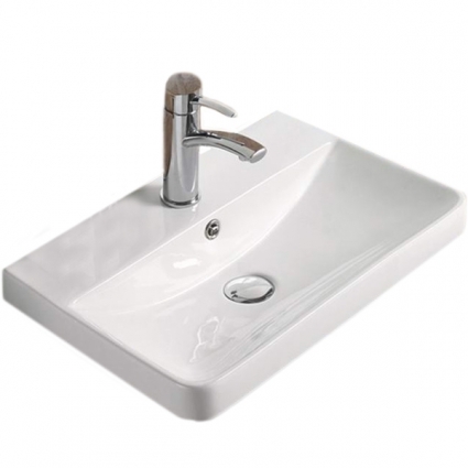 Раковина CeramaLux 40 9595-40 Белая прямоугольная, цвет белый, на тумбу