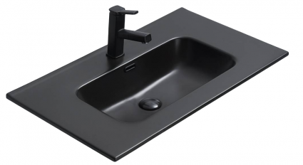 Раковина CeramaLux 9060MMB 61 см черный матовый прямоугольная,  в современном стиле