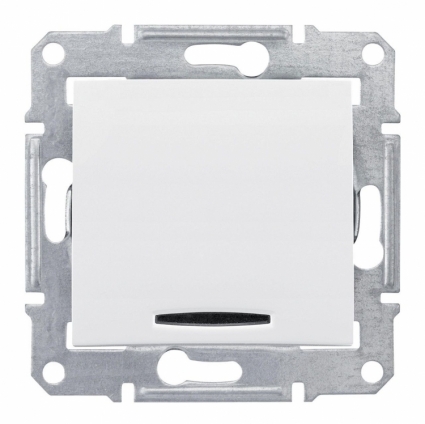 Выключатель кнопочный с синей подсветкой Schneider Electric Sedna 10A 250V SDN1600121, в современном стиле, цвет белый
