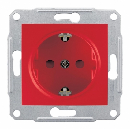 Розетка Schneider Electric Sedna с/з со шторками 16A 250V SDN3000341 в современном стиле, цвет красный