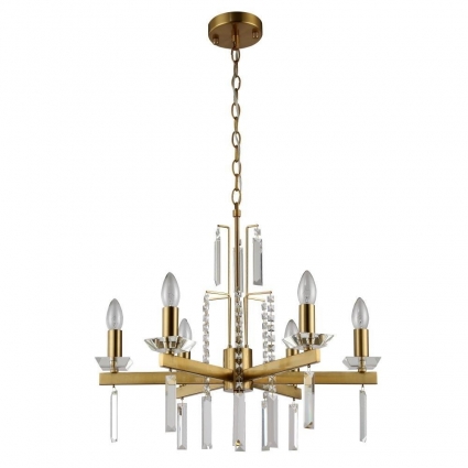 Подвесная люстра Crystal Lux Marron SP6 Brass в стиле модерн, цвет латунь