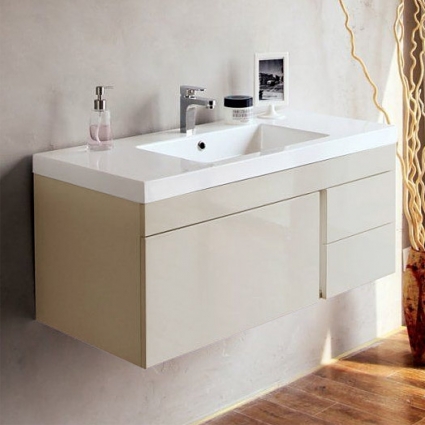 Тумба с раковиной BelBagno Luce 100 tortora lucido, с ящиками, подвесная