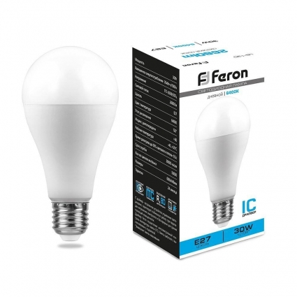 Лампа светодиодная Feron E27 30W 6400K матовая LB-130 38196 цвет белый