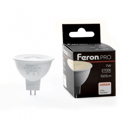 Лампа светодиодная Feron G5.3 7W 2700K матовая LB-1607 38185 цвет белый
