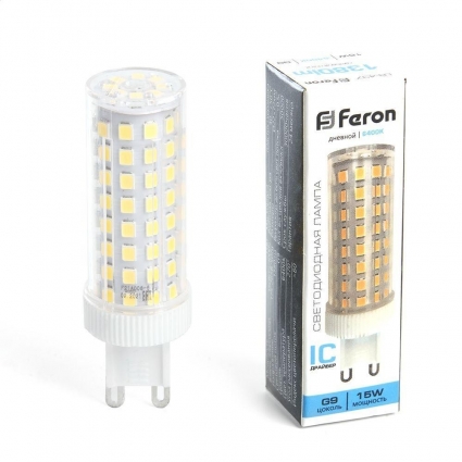 Лампа светодиодная Feron G9 15W 6400K прозрачная LB-437 38214 цвет прозрачный