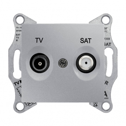 Розетка TV/SAT проходная Schneider Electric Sedna 8dB SDN3401260 в современном стиле, цвет серебро