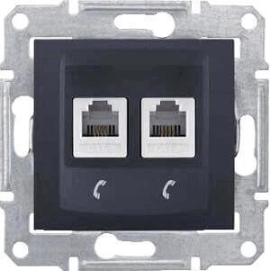 Розетка телефонная 2хRJ11 Schneider Electric Sedna SDN4201170 в современном стиле, цвет черный