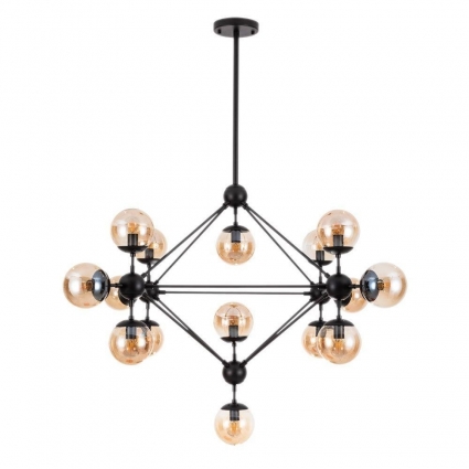 Подвесная люстра Arte Lamp Bolla A1664SP-15BK в стиле лофт, цвет янтарный