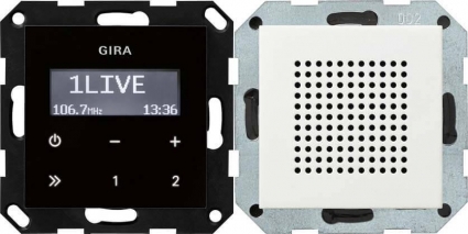 Радиоприемник RDS Gira System 55 с громкоговорителем чисто-белый глянцевый 228003, в современном стиле, цвет белый