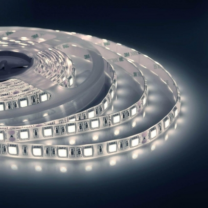 Светодиодная влагозащищенная лента Apeyron 14,4W/m 60Led/m 5050SMD холодный белый 5M 00-318, цвет белый, мощность 72 Вт