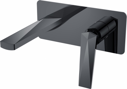 Смеситель Boheme Venturo 375-SGM С ВНУТРЕННЕЙ ЧАСТЬЮ, для раковины, shine gun metall, однорычажный, черный